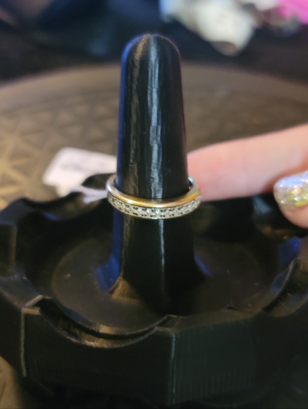 18K GE Gold Electroplated Eternity Ring Size 8.5 Pave CZ Stackable - Picture 3 of 8